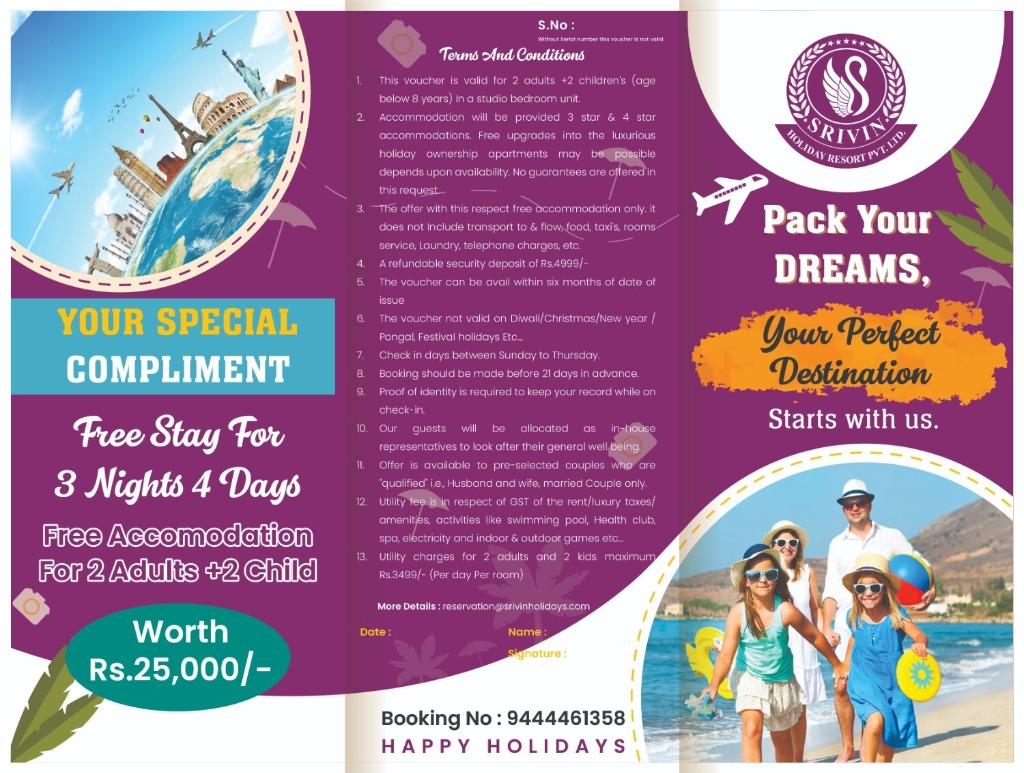 Srivin Holidays Travel Pamphlet Inner